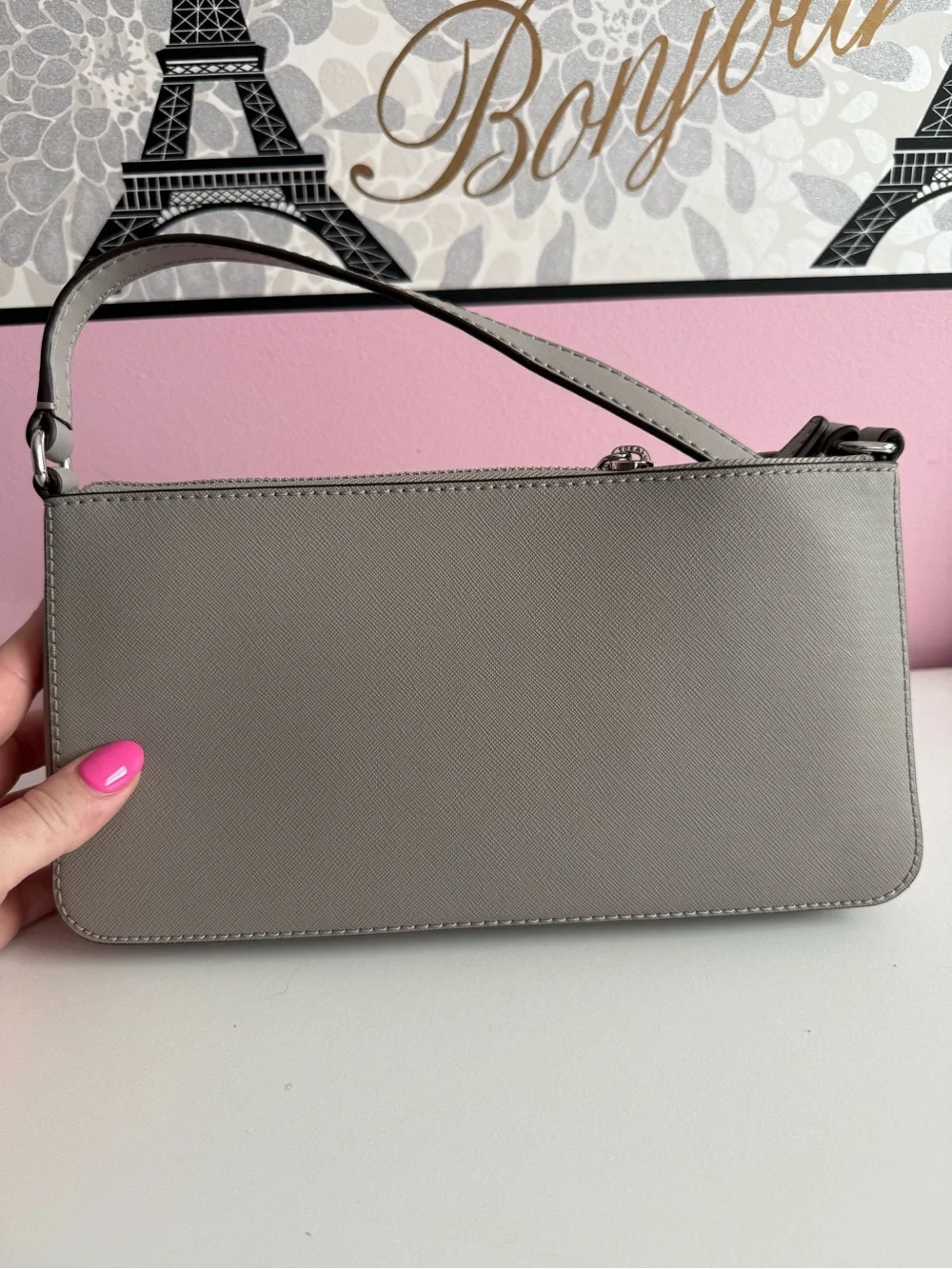 Michael Kors Grey Saffiano Leather Crossbody